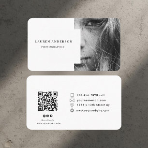 Cartão De Visita Foto Moderna Profissional   Código QR