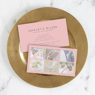 Cartão De Visita Foto Múltipla de Fotógrafo Rosa Moderno