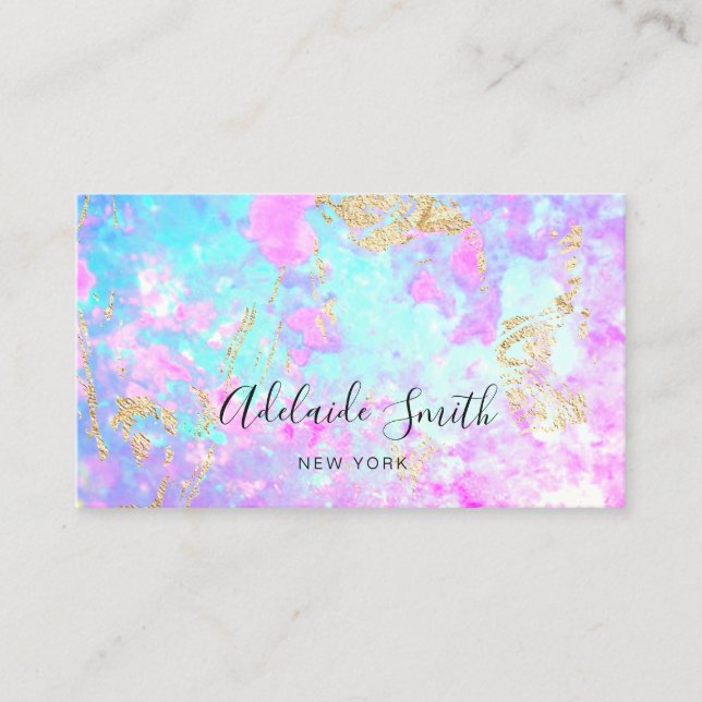 Cartão De Visita foto opal azul púrpura (Frente)