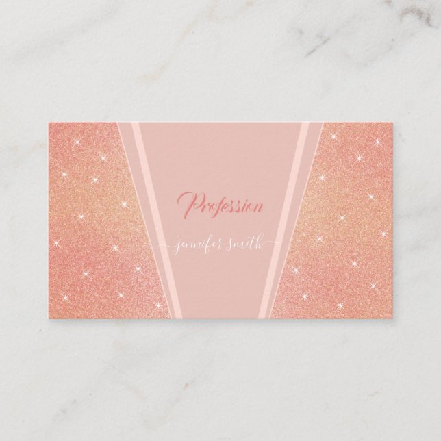 Cartão De Visita Foto personalizada da Rosa claro brilhante Dourada (Frente)