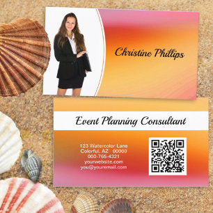 Cartão De Visita Foto personalizada de cor d'água laranja profissio