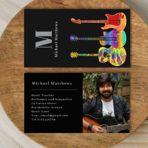 Cartão De Visita Foto personalizada de professor de música guitarra