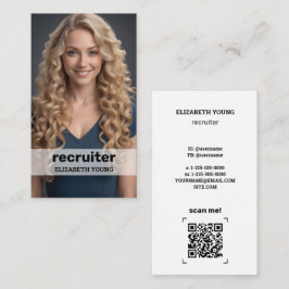 Cartão De Visita Foto personalizada de recrutamento e QR