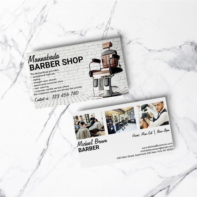 Cartão De Visita Foto personalizada do compro Barber (Barber shop custom photo business card)