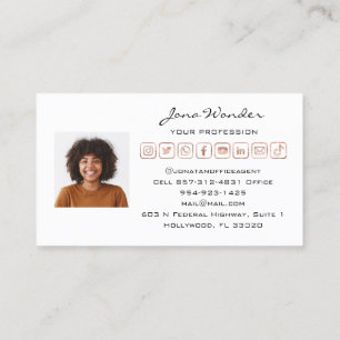 Cartão De Visita Foto personalizada do logotipo de mídia social QRC