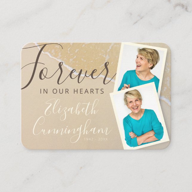 Cartão De Visita Foto Personalizada do Memorial do Funeral da Praia (Frente)