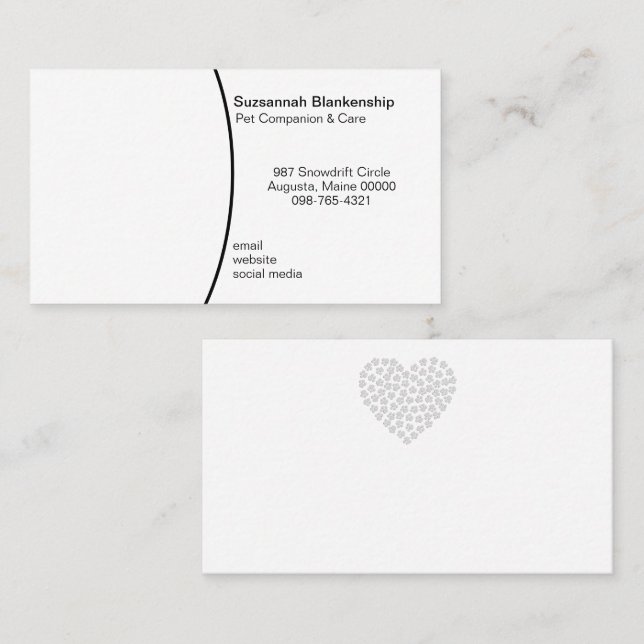 Cartão De Visita Foto Personalizada Do Pet Care Em Segundo Plano Br (Frente/Verso)