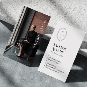 Cartão De Visita Foto personalizada mínima do Monograma personaliza