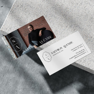 Cartão De Visita Foto personalizada mínima do Monograma personaliza