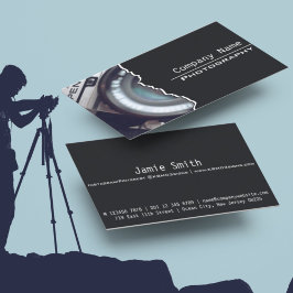 Cartão De Visita Foto personalizada minimalista de fotografia preta