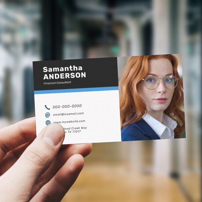 Cartão De Visita Foto personalizada moderna (Modern Custom Photo Business Card)