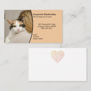Cartão De Visita Foto personalizada Pet Care Pastel Orange Fundo