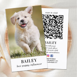 Cartão De Visita Foto personalizada Pet Puppy Dog Código QR Mídia s