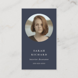 Cartão De Visita Foto personalizada profissional azul-Marinho mínim