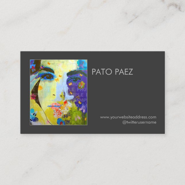 Cartão De Visita Foto preta de artista ou fotógrafo (Frente)