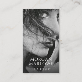 Cartão De Visita Foto Preta de Lista de Cabelos Minimalista Moderna