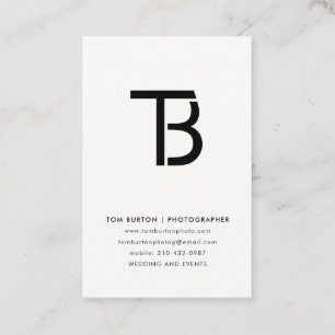 Cartão De Visita Foto preto e branco do logotipo mínimo