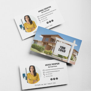 Cartão De Visita Foto Profissional de Funcionário de Imóveis