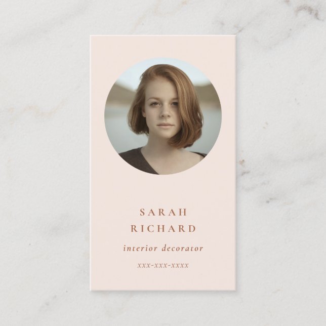 Cartão De Visita Foto profissional de Rosa de Blush Mínimo Simples  (Frente)