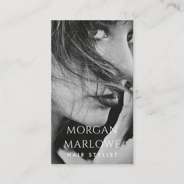 Cartão De Visita Foto Profissional de Stylist para o Cabelo Moderno (Frente)