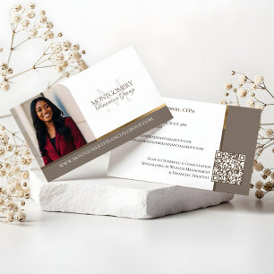 Cartão De Visita Foto Profissional Financeira Monograma Mínimo Lux