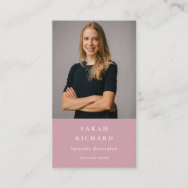 Cartão De Visita Foto profissional mínima e simples, rosa-rosa