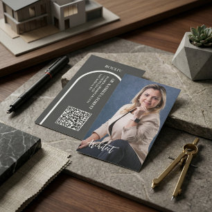 Cartão De Visita Foto Profissional Moderna   Código QR de Arco Mini