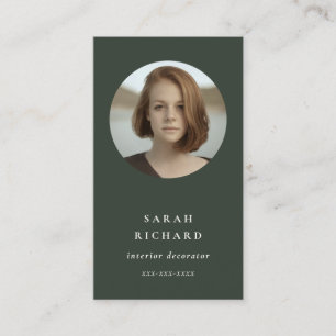 Cartão De Visita Foto profissional verde mínima simples da floresta