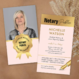 Cartão De Visita Foto pública moderna, cor-de-rosa e Dourada