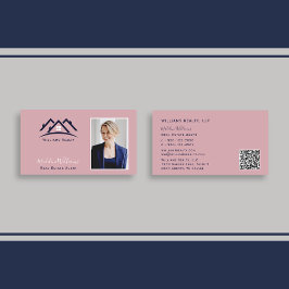Cartão De Visita Foto QR Code Blush Pink Real Estate Agent Busine