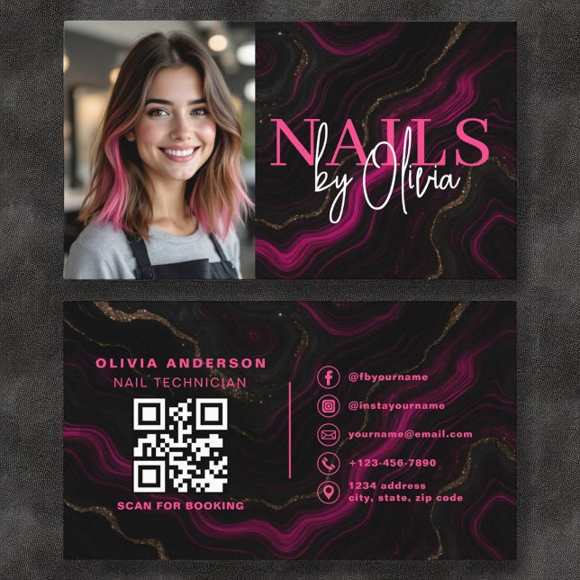 Cartão De Visita Foto QR Code Nail Specialist (Criador carregado)