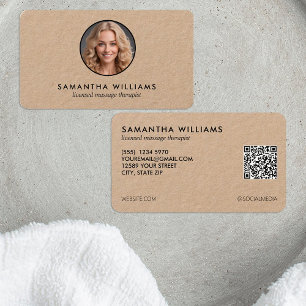 Cartão De Visita Foto QR personalizada do terapeuta de massagem lic