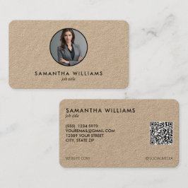 Cartão De Visita Foto QR personalizada simples ou logotipo Kraft co