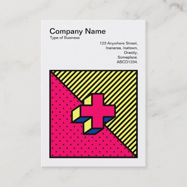 Cartão De Visita Foto Quadrada (v3) - Cruz de Estilo Neo-Memphis (Frente)