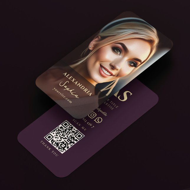 Cartão De Visita Foto Roxa de Luxo Profissional Moderno (Modern Professional Luxury Purple Photo Business Card
)