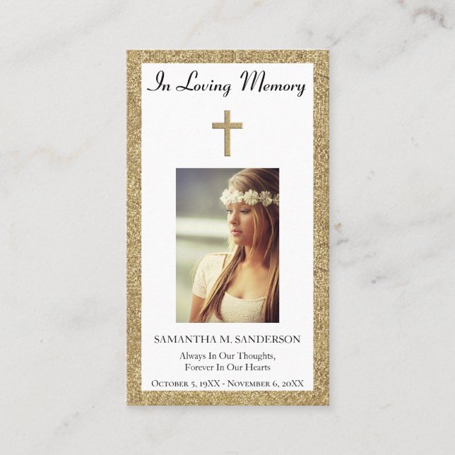 Cartão De Visita Foto Simpatia Memorial Funeral Prayer Card (Frente)