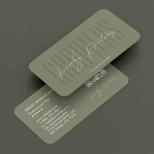 Cartão De Visita Fotografador Cinematógrafo Sage Modern (Cinematographer Photographer Sage Modern Business Card
)