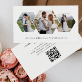 Cartão De Visita Fotografador de Colagem de Fotos em Honeycomb Mode