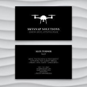 Cartão De Visita Fotografia aérea por drone Videografia em preto mo