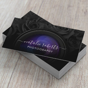 Cartão De Visita Fotografia com câmara fotográfica Black Floral