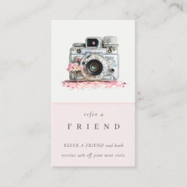 Cartão De Visita Fotografia da câmera floral Vintage Refira um amig