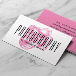 Cartão De Visita Fotografia da câmera fotográfica profissional rosa