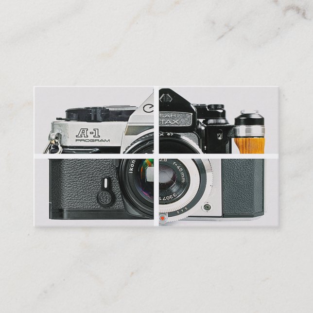 Cartão De Visita Fotografia da câmera Vintage: simples branco moder (Frente)