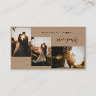 Cartão De Visita Fotografia de casamento com colagem de três fotos 