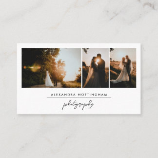 Cartão De Visita Fotografia de casamento com colagem de três fotos 