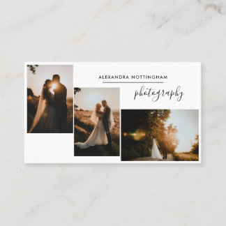 Cartão De Visita Fotografia de casamento com colagem de três fotos 