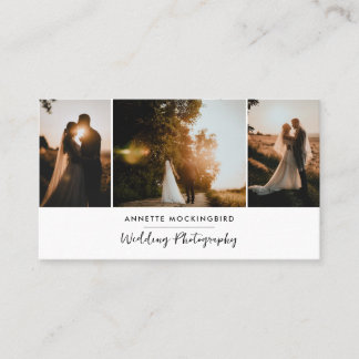 Cartão De Visita Fotografia de Casamento com Três Fotos Modernas