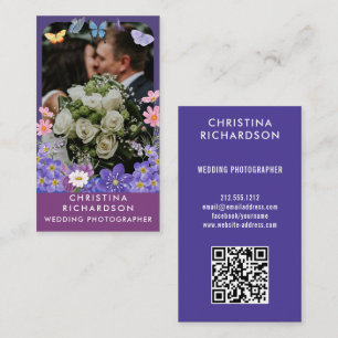 Cartão De Visita Fotografia de casamento do Modern Elegant floral F