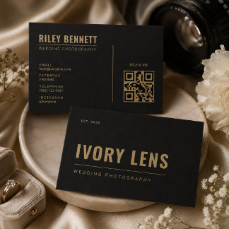 Cartão De Visita Fotografia de Casamento Minimalista | Coal Gold