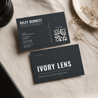 Cartão De Visita Fotografia de Casamento Minimalista | Forge Gray